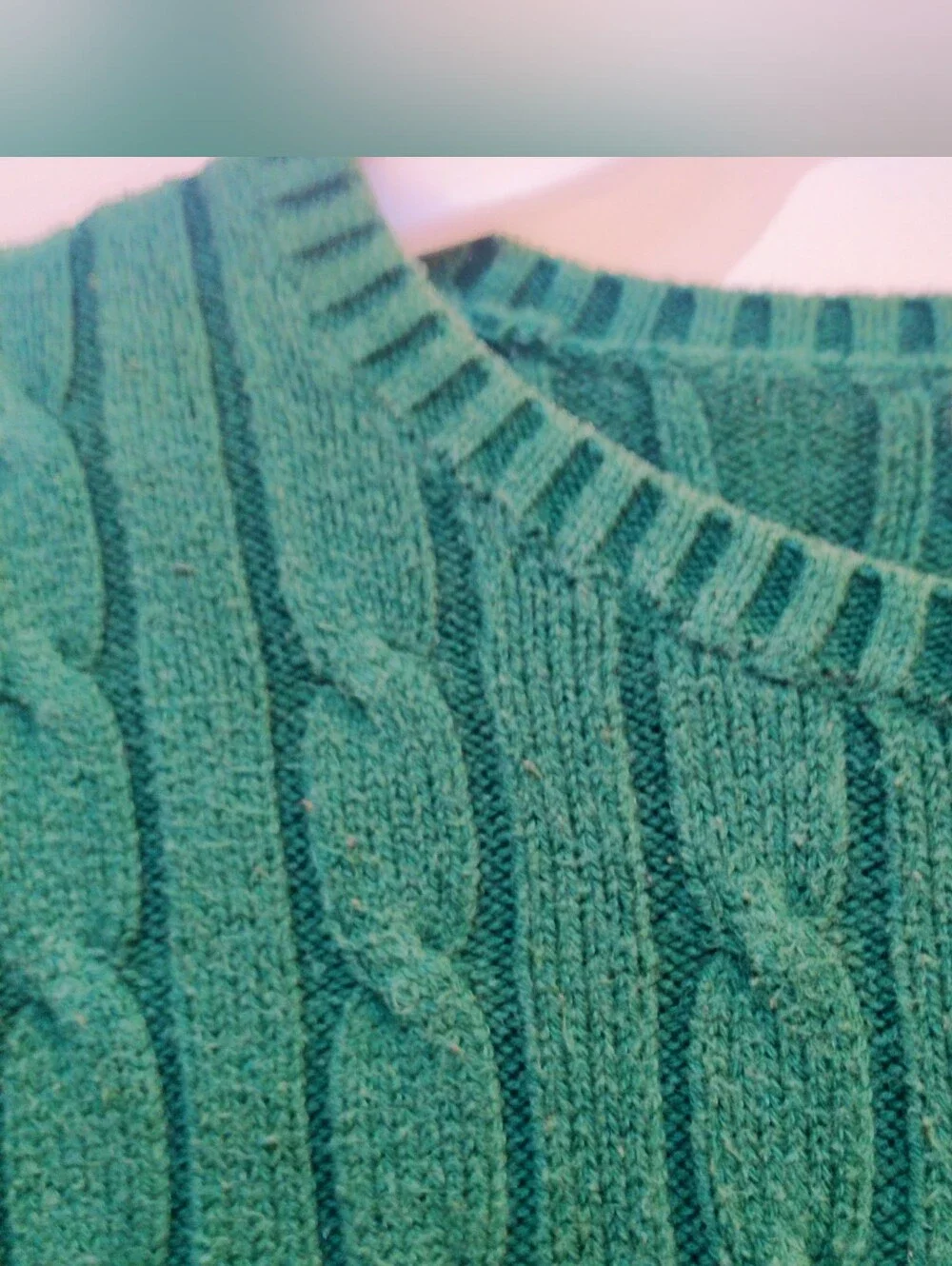 St. John's Bay Sweater Classic Cable Petite Large Green